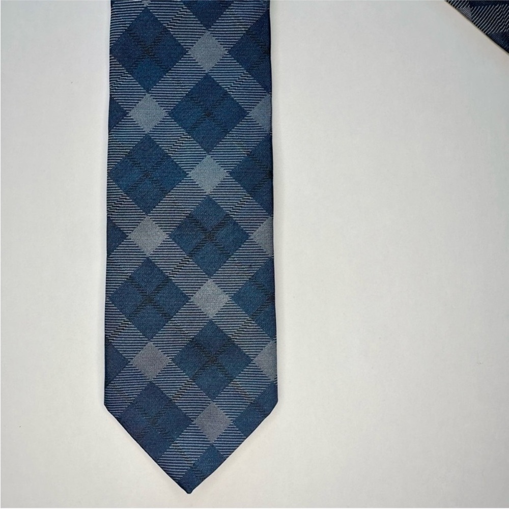 BROOKS BROTHERS Makers & Merchants Skinny/Slim Blue Checkered Silk Tie, 2.75” - Picture 6 of 6